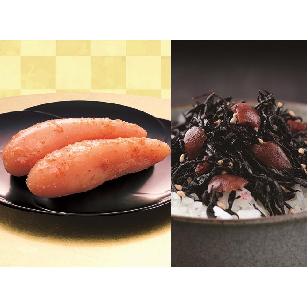 【ふるさと納税】【博多大丸おすすめ品】福岡「ふく富」　無着色あごだし辛子明太子250g・梅の香ひじき120gセット | 魚卵 魚介類 水産 食品 人気 おすすめ 送料無料