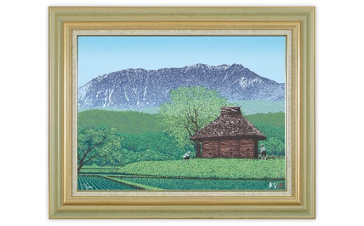 「緑奏大山」【 版画 額付 小川手漉和紙 小暮真望 東松山 埼玉県 】