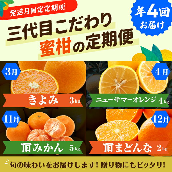 【ふるさと納税】【発送月固定定期便】柑橘【みかん・まどんな・きよみ・ニューサマーオレンジ】【H31-47】全4回_【4058614】 YWTAC036