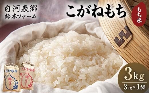 令和7年産米 白河表郷 こがねもち もち米 3kg 米 コメ ごはん ご飯 食品 F24R-202