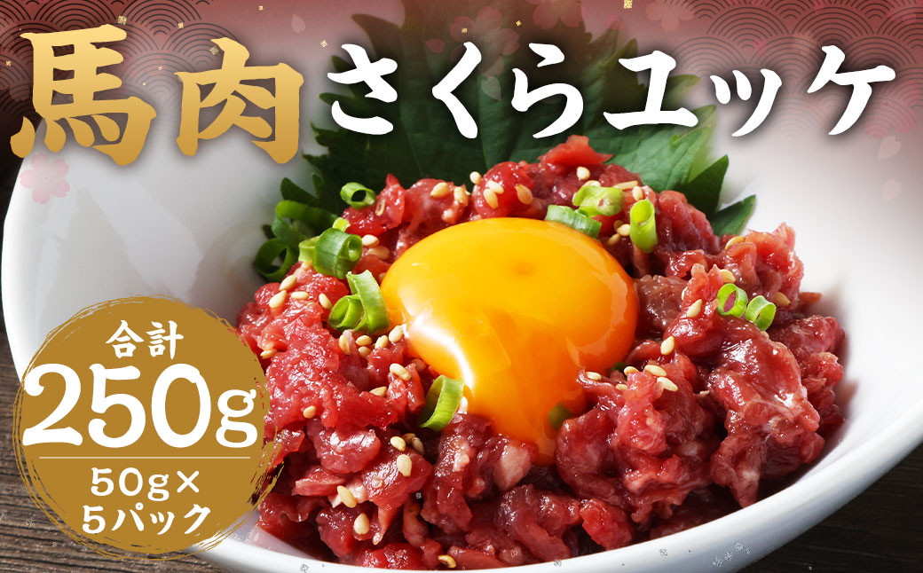 
            馬肉 さくらユッケ 250g （50g ×5） 熊本 桜ユッケ ユッケ 馬 馬ユッケ くまもと 小分け 赤身 国産
          