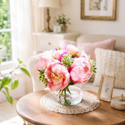 ふるさと納税 倉敷市 飾るだけで華やぐ!芍薬のガラスアレンジ(光触媒加工)Pink |  | 01