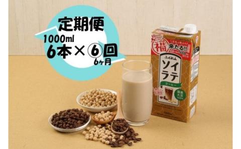 M436P-2P【6ヶ月連続定期便】〈ふくれん〉国産大豆ソイラテコーヒー　1000ml×6本