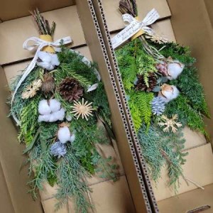 Xmas スワッグ 【しろいゆき】 新潟 阿賀 たけむら生花店 ｜季節 白 北欧 おまかせ インテリアグリーン ドライフラワー 花   贈り物  花束 ギフト 送料無料 プリザ クリスマス プレゼント