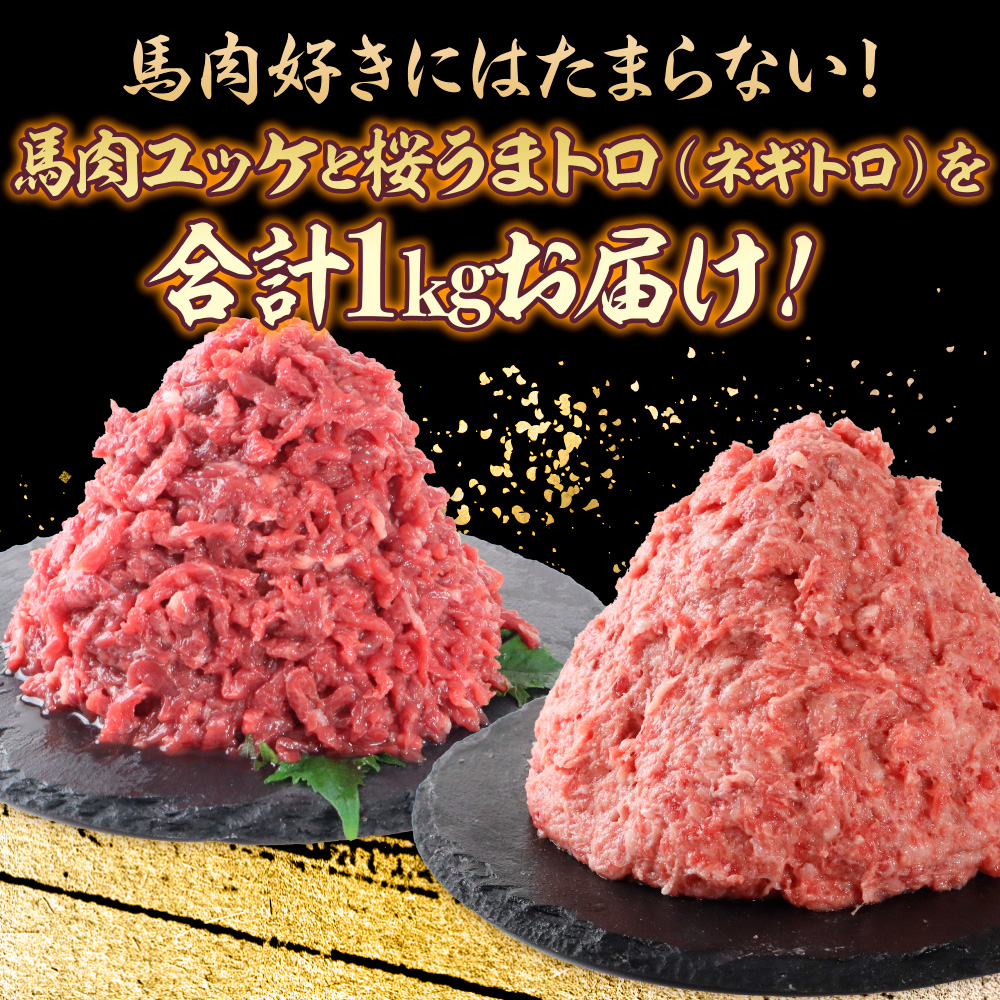 AG15 赤身ユッケ桜うまトロセット 計1kg 1000g ユッケ 桜うまトロ(ネギトロ)  馬肉