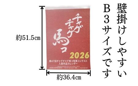 第47回 チャグチャグ馬コ 写真コンテスト 入賞作品 カレンダー 2026 ／【一般社団法人滝沢市観光物産協会】 馬 ウマ うま 壁掛け 壁掛けカレンダー B3 令和8年 2026年 書き込み 書込み