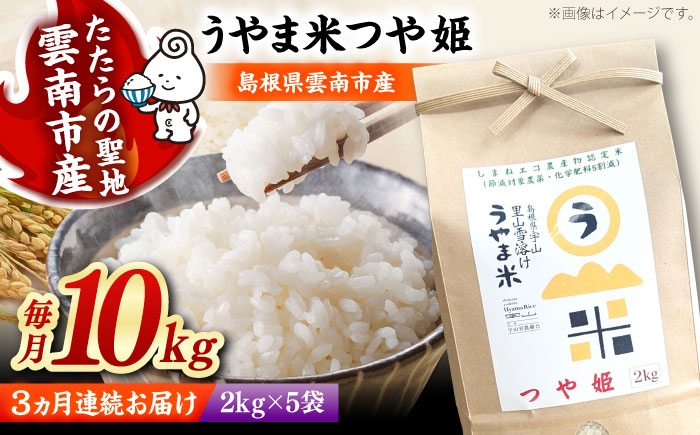 
                  【新米 定期便 10kg】令和8年産 つや姫 10kg×3回（計30kg）うやま米 島根県雲南市産 先行予約 白米 精米 米 お米 [AIDB091-r8]
                