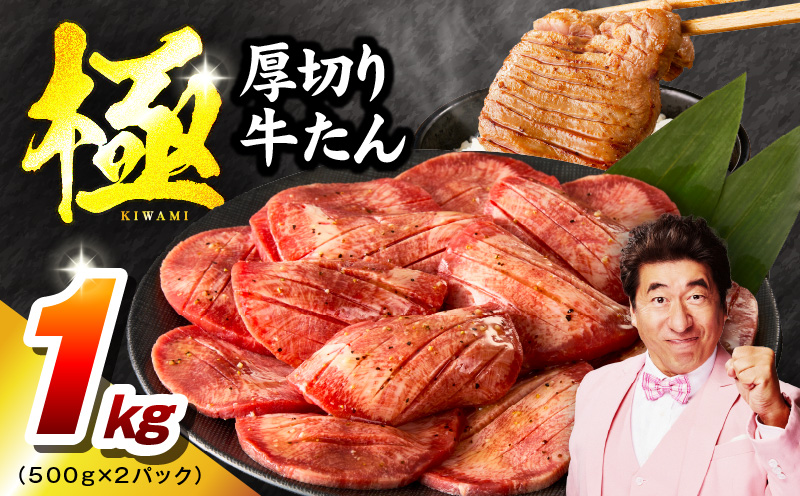 厚切り牛たん 1kg【氷温熟成×旨塩ダレ 500g×2P 焼肉用 牛タン 牛肉 訳あり サイズ不揃い】