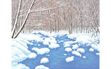 「渓雪」【 版画 額付 小川手漉和紙 小暮真望 東松山 埼玉県 】