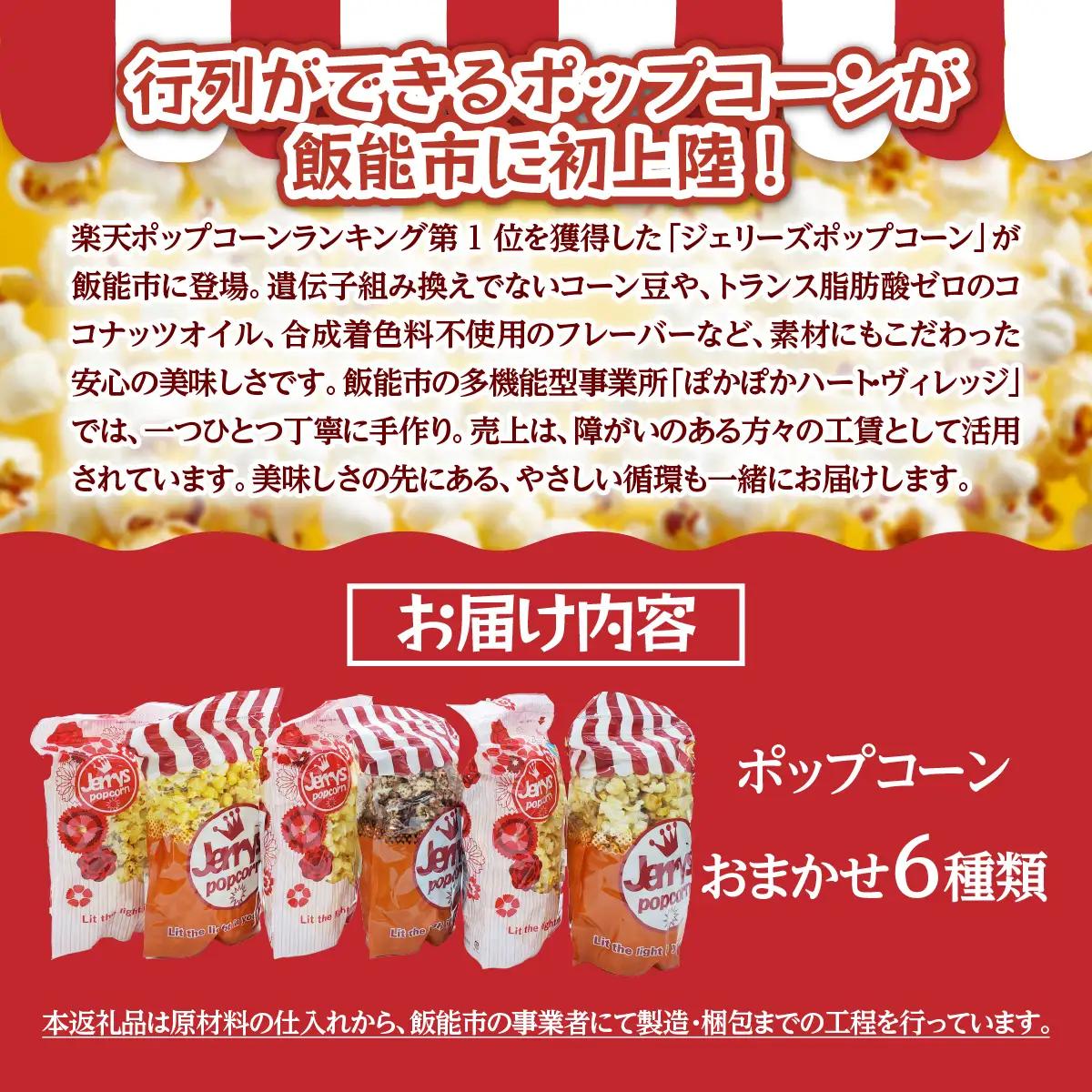 ポップコーン詰め合わせB(おまかせ6種類) お菓子 スナック HNNAB002