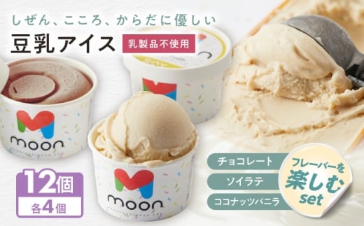 豆乳アイス詰合せ フレーバーを楽しむ 3種×4個 計12個セット 滋賀県長浜市/ムーンフードジャパン [AQBB046]