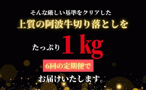 【定期便　偶数月6回】黒毛和牛最高クラス！厳選した阿波牛◆焼き肉用1kg/冷凍発送◆×6回　 焼肉　BBQ　※配達指定不可