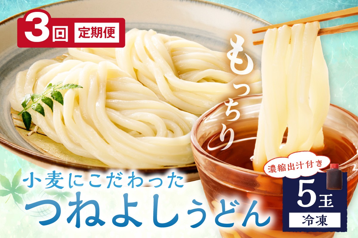 
                  京丹後つねよしの冷凍うどん 5玉入り（5食分） 濃縮出汁付き　定期便（月1回×3ヶ月）　KI00031
                