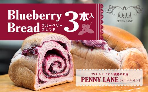 ペニーレイン ブルーベリーブレッド 3本 │ パン 冷凍 パン屋 ブルーベリー ブルーベリージャム 冷凍パン おやつ 朝食 朝ごはん 冷凍便 テレビで紹介 茨城県 つくば市