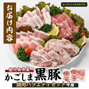 【 鹿児島黒豚 焼肉用 】 焼肉 バラエティセット 1kg(岡村商店/A-366) 黒豚 豚 ロース とんかつ 豚ばら 豚バラ 焼肉セット おうちで焼き肉 人気黒豚 焼き肉セット おうちで焼肉 バーベ