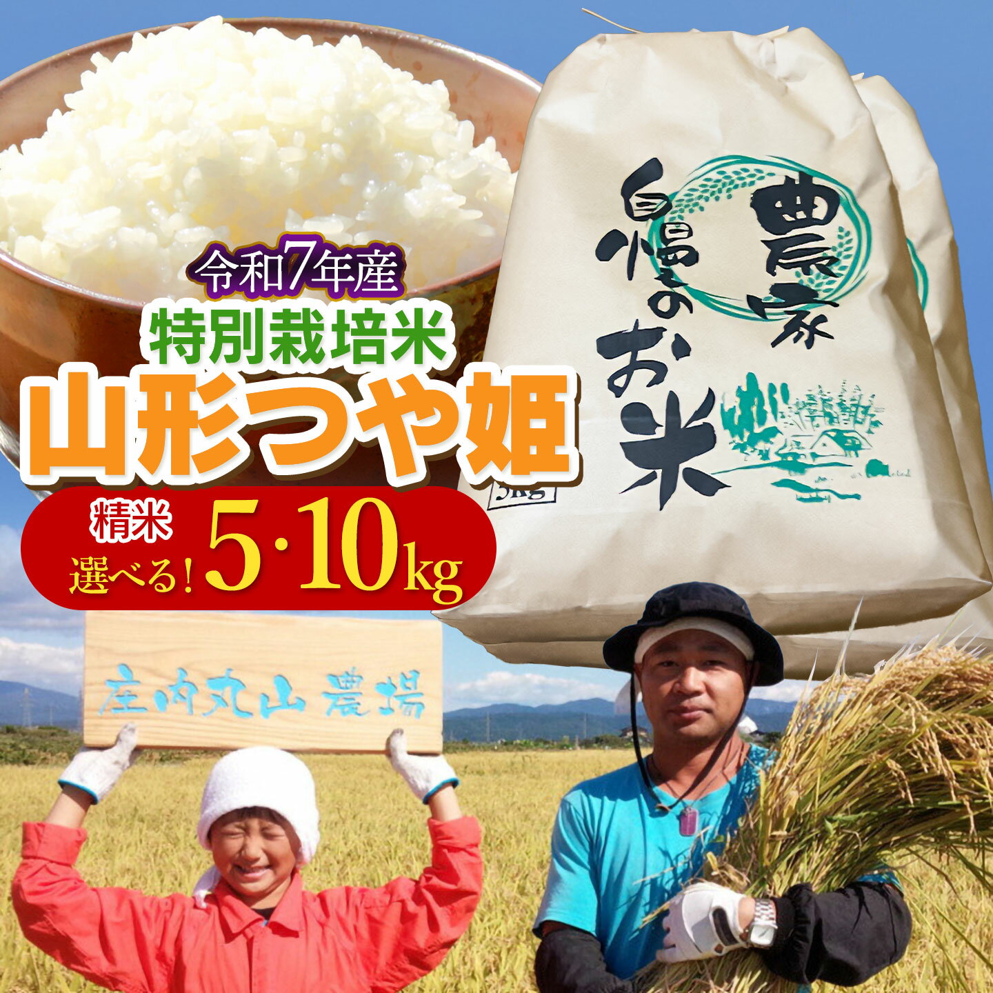 【ふるさと納税】令和7年産　特別栽培米 つや姫 白米 ［お選びください：5kg・10kg ］ 山形県鶴岡市産 庄内丸山農場 | つやひめ 白米 お米 ブランド米 おこめ お取り寄せ コメ こめ 庄内米 美味しい