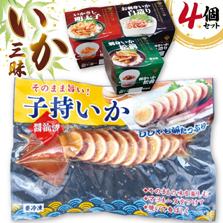 【ふるさと納税】いか 詰め合わせ いか三昧 4種 セット [北興物産 宮城県 気仙沼市 20565108] イカ イカ刺し 明太子 刺し身 刺身 松前 いか松前 醤油漬け 珍味