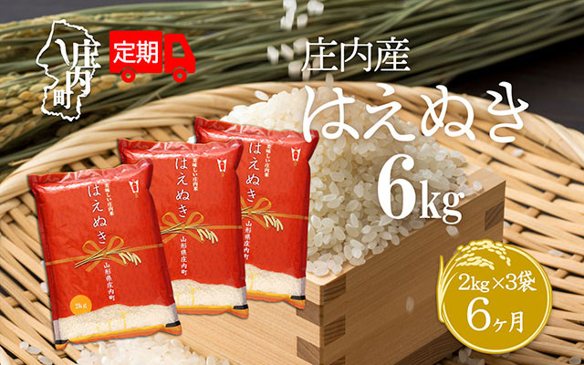 
            ＜毎月中旬発送＞庄内米6か月定期便！はえぬき 6kg 選べる配送開始月
          