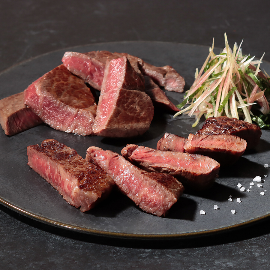 ＜小島食品／澤井牧場＞A４等級以上「近江牛」赤身ステーキ用2種セット（シンシン・ランプ）各150g（計300g）