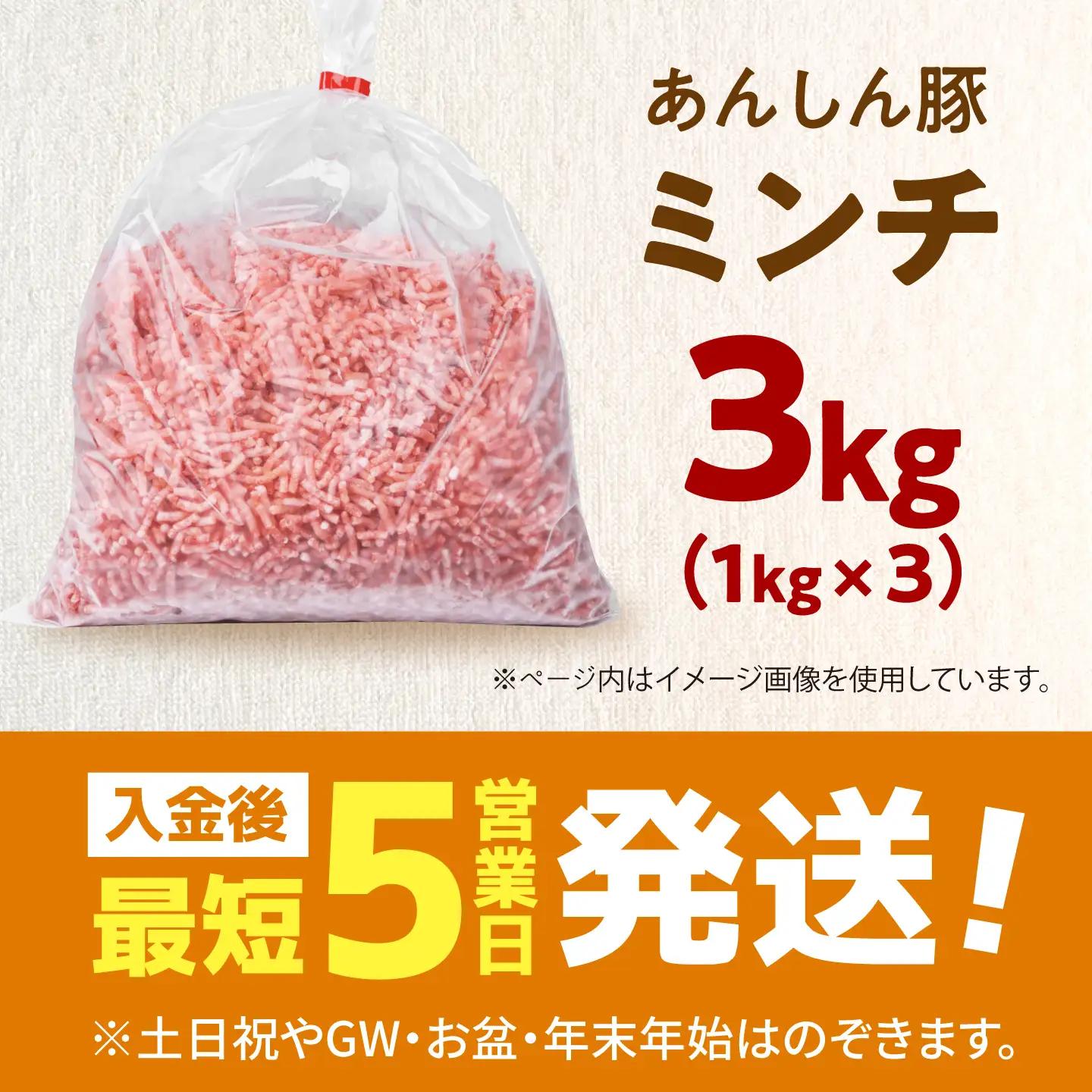 豚ミンチ 計3kg《バラ凍結》藤井ファーム[AWAF092]大容量豚肉