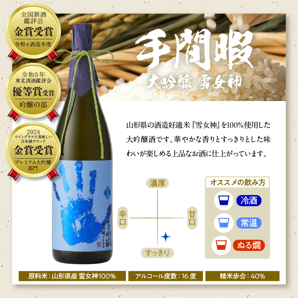 六歌仙　手間暇　大吟醸　【雪女神】1800ｍｌ　hi003-hi019-030_イメージ3