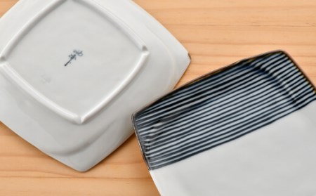 【波佐見焼】ハーフラインシリーズ 正角皿 5枚セット ケーキ皿 取り皿 食器 食器 皿 【まるしん】 [WD26]  波佐見焼