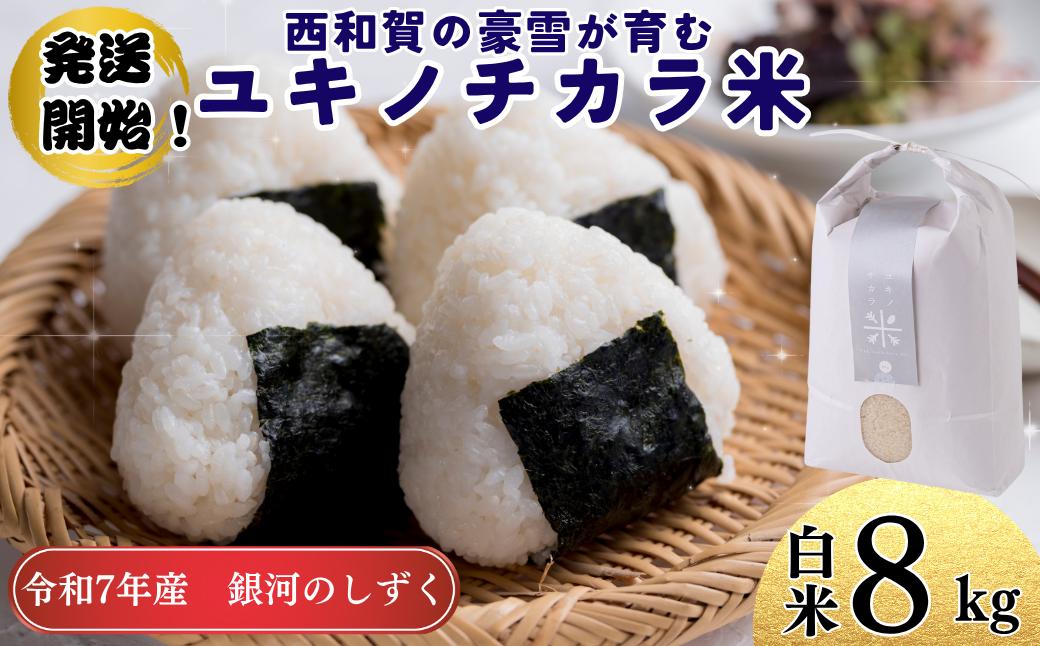
            【令和7年度産】ユキノチカラ米　銀河のしずく　白米8kg
          