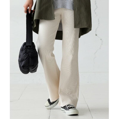 【ふるさと納税】【ANTIQUA】シュッと美シリーズ リブパンツ　アイボリー　M　(AMA-00005-28-M)【1639286】