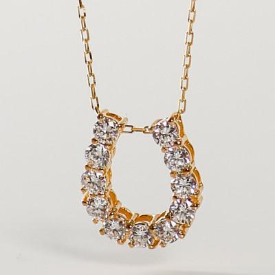 ふるさと納税 大津市 【18金 ラボダイヤネックレス 0.363ct】50cm 馬蹄ばていペンダント 大人のアクセ K18