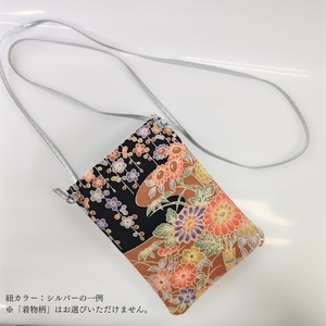 着物スマホポーチ (紐カラー：シルバー)