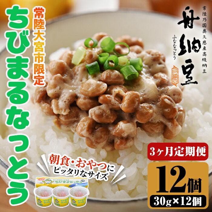 【ふるさと納税】常陸大宮限定！舟納豆 ちびまる納豆 3回定期便（30g×12パック×3回） 国産 茨城 大豆 高級 納豆 なっとう 舟納豆 小粒 個包装 たれ 付 ごはんのお供 詰め合わせ 個包装 ギフト 冷蔵 定期 【株式会社舟納豆】【ho1519】
