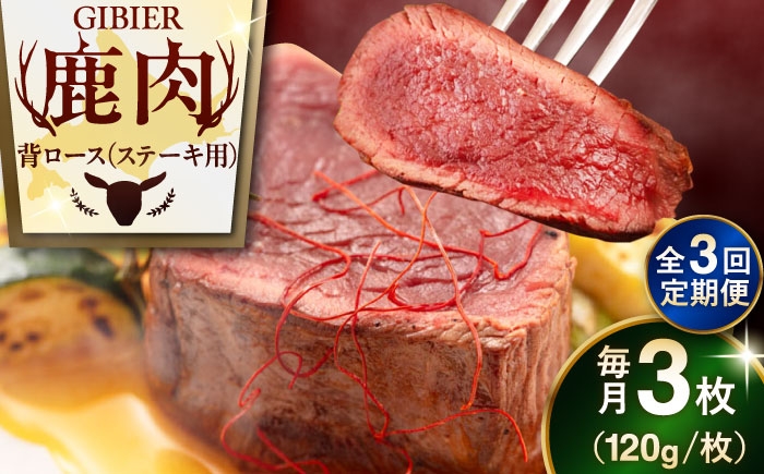 背ロース 120g×3枚 ジビエ 鹿 ロース ステーキ ステーキ用 赤身 冷凍 冷凍配送 定期便