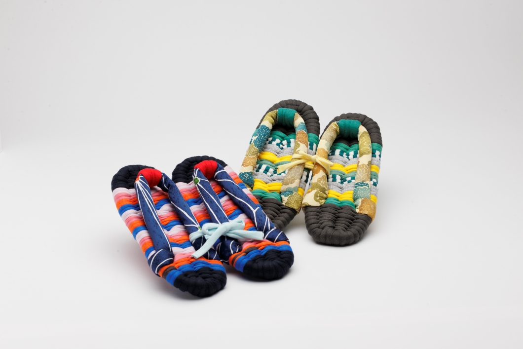 手作りカラフル布ぞうり ペアセット サイズ(S・L)　【布ぞうり スリッパ 敬老の日 贈り物 室内 洗える 手作り ペア 布ぞうり 福島 カラフル ギフト かわいい プレゼント 家族 友人 楢葉 福島