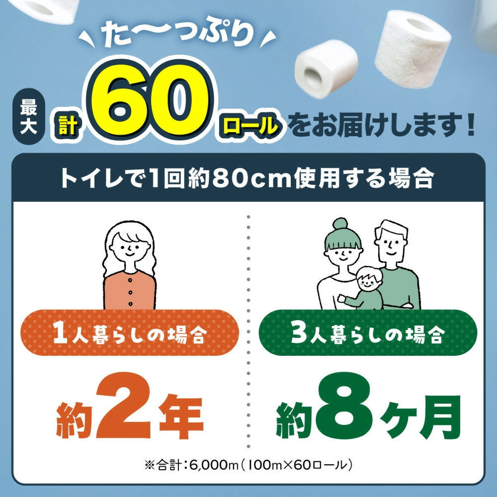 トイレットペーパー 水玉ソフト 100ｍ×60個【福岡市】
