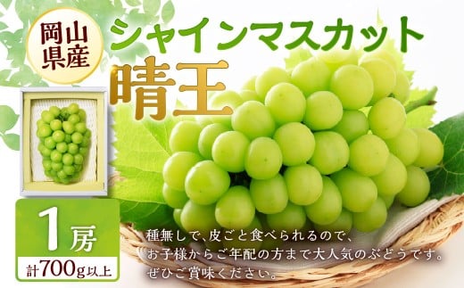 シャインマスカット 晴王 1房 （700g以上） 【2026年9月上旬～10月上旬 発送予定】 シャイン マスカット ぶどう 葡萄 ブドウ 果物 くだもの フルーツ ギフト お取り寄せ 国産