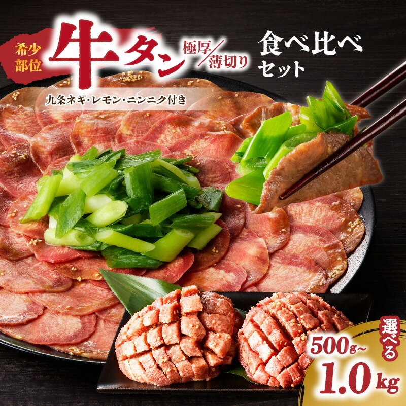 【ふるさと納税】 薄切りタンと極厚タンの食べ比べセット 選べる内容量（500g・750g・1kg） 牛タン セット 上田式焼肉 肉屋 京都九条ネギ 厚切り牛タン タン 小分け 冷凍 真空パック 焼肉 肉 薄切りスライス BBQ 京都 牛タンスライス 牛タン塩 《レビューキャンペーン》