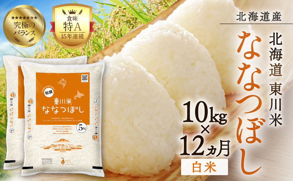 【R７年産米】【12ヵ月定期便】東川米ななつぼし「白米」10kg（2026年4月中旬より発送予定）