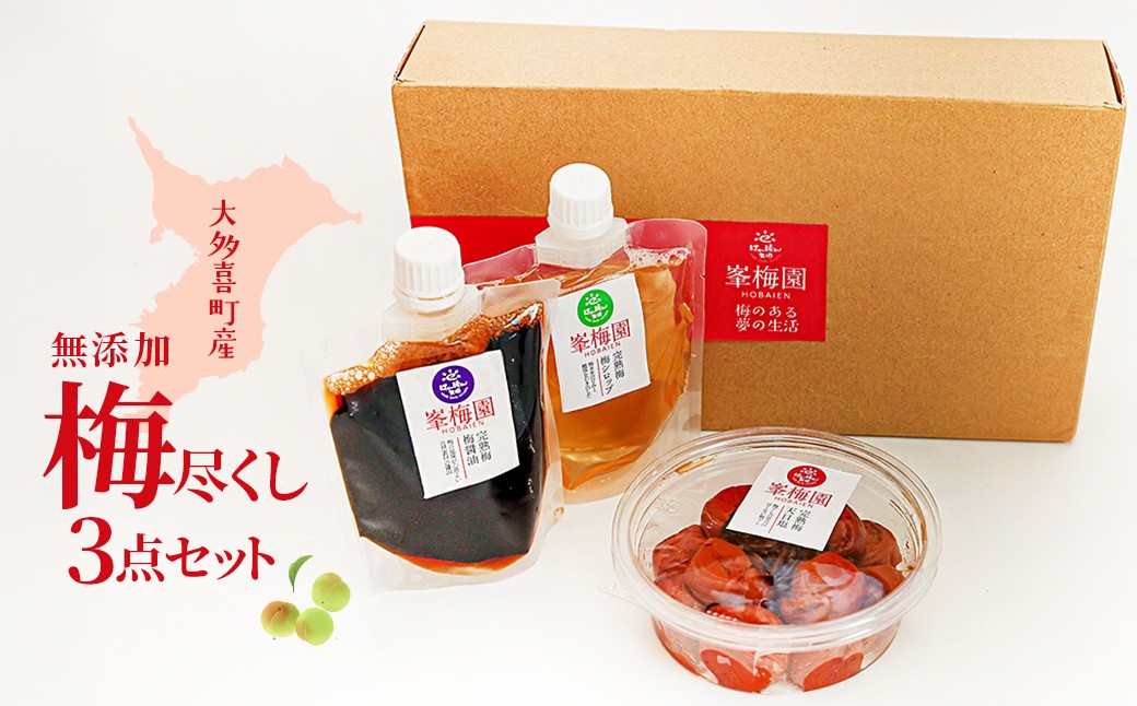 
                  大多喜町産　無添加梅尽くし３点セット 【 ふるさと納税 梅 うめ 梅干し うめぼし 化学肥料不使用 無添加 】
                