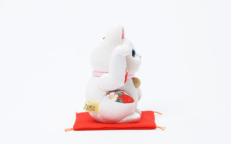木目込人形（招き猫・風水（中）白） ／ まねきねこ 猫 飾り物 人形 置物 ちりめん 伝統工芸 縁起 開運招福 千客万来 商売繁盛 金運 インテリア プレゼント 雑貨 可愛い 柿沼東光 クールジャパン