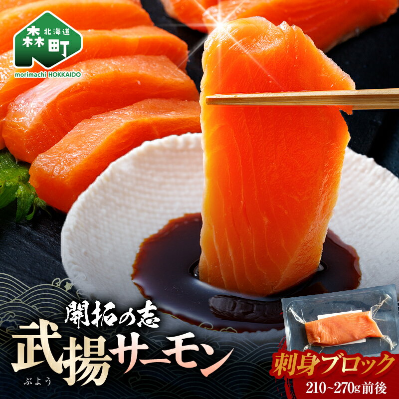 【ふるさと納税】開拓の志 武揚サーモン 「森町」 冷凍刺身用ブロック 210～270g前後 ＜株式会社 ワイエス海商＞ サケ さけ 鮭 海鮮丼 海産物 森町 ふるさと納税 北海道 mr1-1344