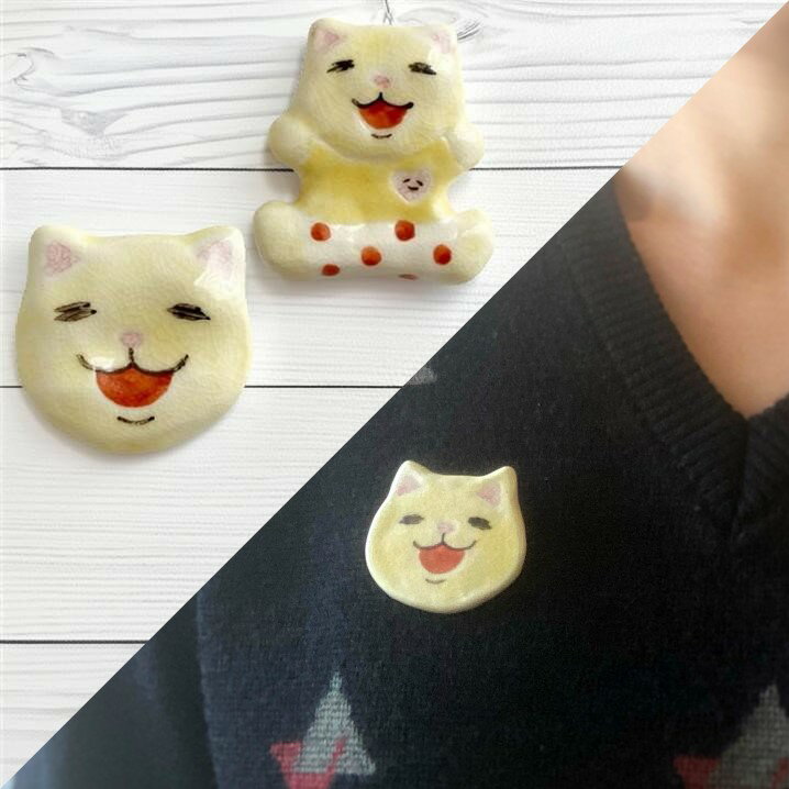 【ふるさと納税】ニャオざねのブローチ・箸置きセット