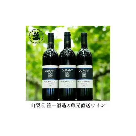 【蔵元直送】笹一酒造のOLIFANT(オリファン)ワイン＜赤＞3本セット