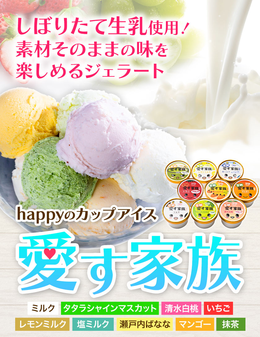 笠岡ジェラート工房ハッピーのカップアイス（愛す家族）９個セット《45日以内に出荷予定(土日祝除く)》---A-35a---