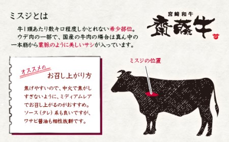 宮崎和牛「齋藤牛」ミスジステーキ100g×5枚　国産牛肉＜2.5-36＞