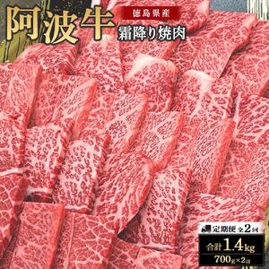 【定期便全2回】阿波牛 霜降り焼肉 700g