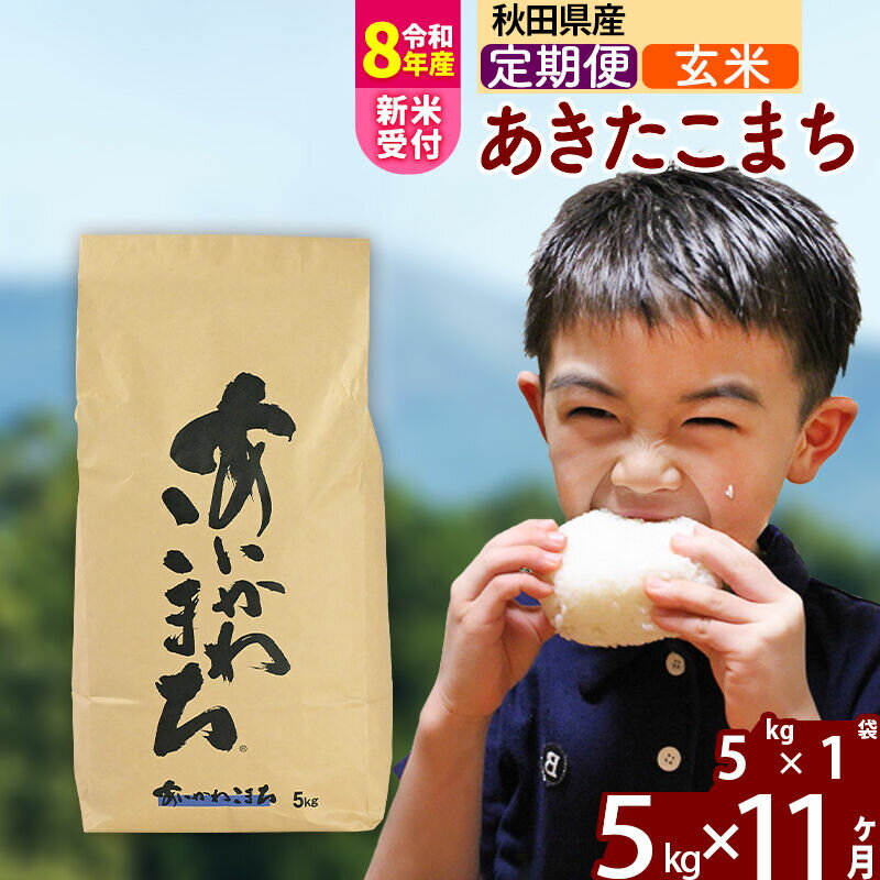 【ふるさと納税】※R8産新米予約※ 《定期便11ヶ月》秋田県産 あきたこまち 5kg【玄米】(5kg小分け袋) 2026年産 令和8年産 お届け周期調整可能 隔月に調整OK お米 藤岡農産 [藤岡農産 秋田 お米 あきたこまち 米どころ 東北 北秋田市]