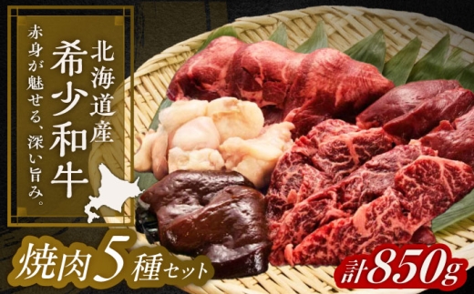 北海道 北十勝 短角牛 焼肉5種セット 計850g（タン・ミックスホルモン・サガリ・ハツ・レバー）《足寄町》【北十勝ファーム】肉 焼肉 焼肉用 食べ比べ セット 詰め合わせ タン ホルモン 北海道産 あしょろ 北海道  [BEAI001]