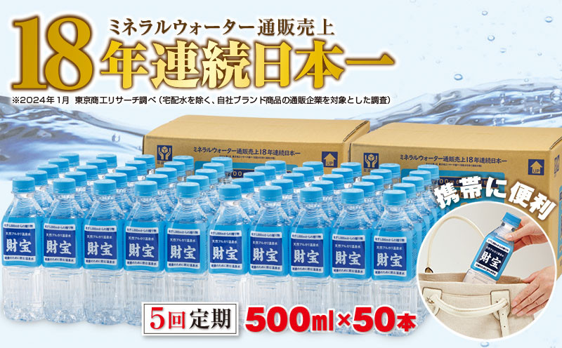 E5-2259／【5回定期】天然アルカリ温泉水 財寶温泉 500ml×50本