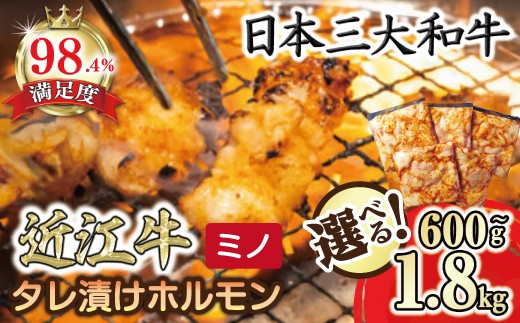 
                  近江牛 味付け ホルモン 近江牛ミノ 600g ～ 1.8kg 【FOSKU3】 秘伝のタレ漬け 焼肉 小分け 滋賀県 近江八幡市
                