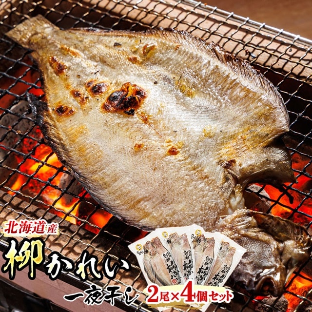 北海道産 柳かれい 一夜干し 2枚×4個セット ｜ 北海道産 柳かれいを 一夜干しに！ 焼魚 焼き魚 セット ひもの 冷凍 すぐ届く 魚介類 海鮮 絶品 人気 笹谷商店 直営 釧之助本店 せんのすけ 高級 すぐ発送 北海道 釧路町 釧路超 特産品 br02